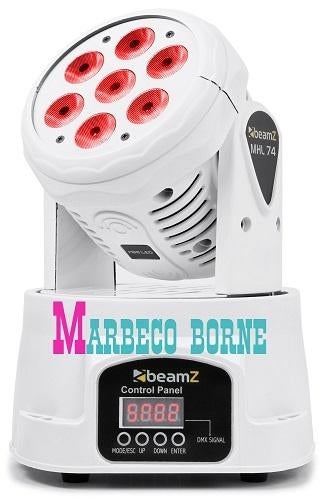 Moving head LED 12-Kanaals Wash 7x 10W RGBW, MHL74 WIT, Geluidgestuurd, Nieuw, Info@marbeco.nl, BeamZ
