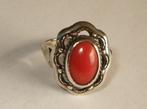 Antiek zilveren ring, bloedkoraal, Sieraden, Tassen en Uiterlijk, Antieke sieraden, Verzenden, Zilver, Ring