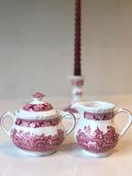 Adams English scenic rood Engels servies melkkan suikerpot, Ophalen of Verzenden