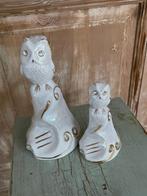 2 wit gouden beeldje porselein Uil / Uiltje. Ramopor bling., Ophalen, Zo goed als nieuw, Dier