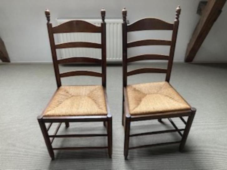 Set van 4 authentieke (biezen) eetkamerstoelen, Antiek en Kunst, Antiek | Meubels | Stoelen en Banken, Ophalen