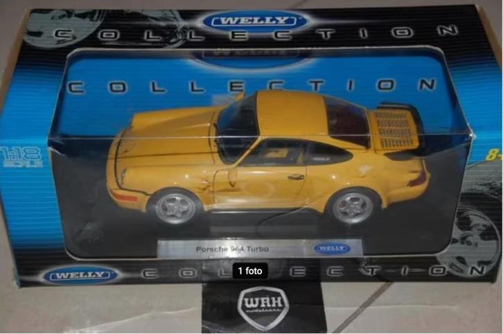 1:18 PORSCHE 911 964 TURBO yellow Welly in box WRH, Hobby en Vrije tijd, Modelauto's | 1:18, Zo goed als nieuw, Auto, Welly, Ophalen of Verzenden