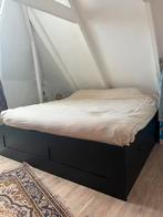 IKEA Brimnes bed 180x200 (incl. lattenbodems), Ophalen, Zwart, Tweepersoons, Zo goed als nieuw