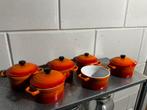 Le Creuset Mini Cocottes - Set van 6, Pot, Bus of Blik, Ophalen of Verzenden, Zo goed als nieuw, Gietijzer