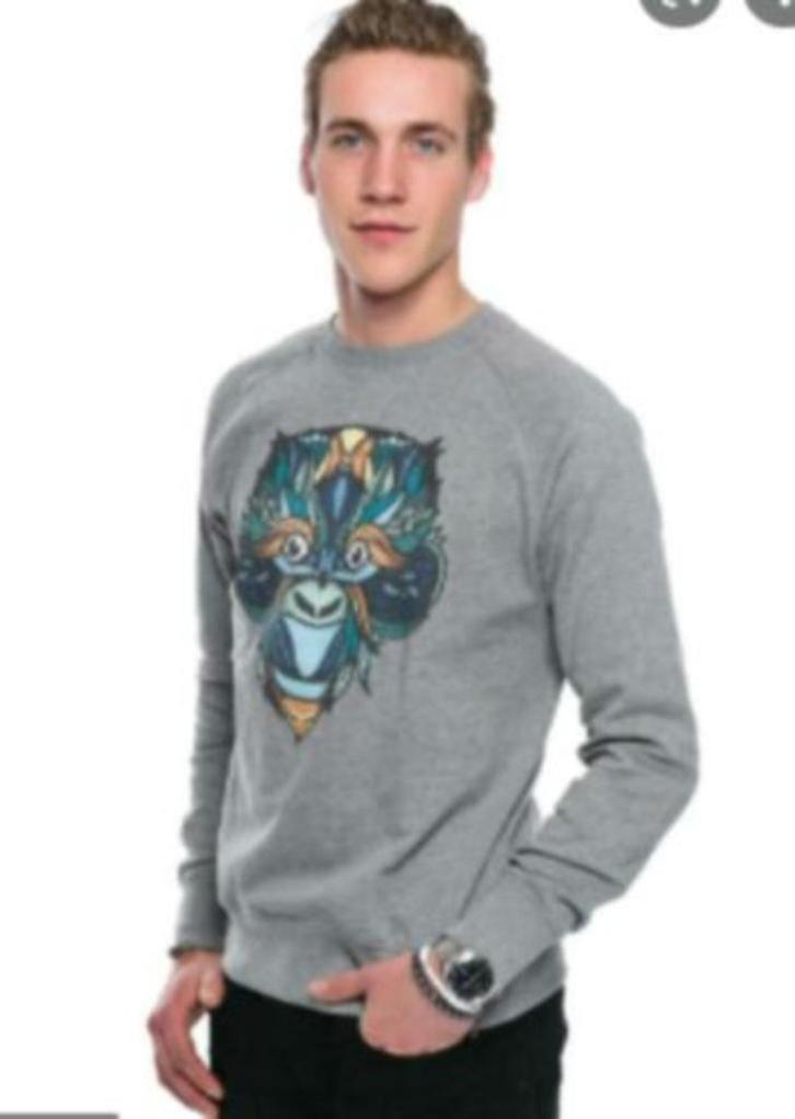 Aduh trui licht grijs model Monyet Sweater katoen M-L 37124, Kleding | Heren, Truien en Vesten, Gedragen, Maat 52/54 (L), Grijs