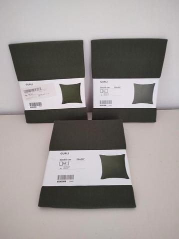 GURLI IKEA donker mosgroen kussenhoes 50x50 cm 3x nieuw beschikbaar voor biedingen