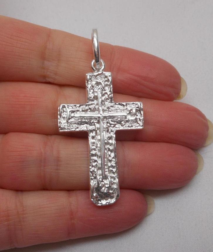 Prachtig zilveren kruis hanger unisex nr.803, Sieraden, Tassen en Uiterlijk, Kettinghangers, Zo goed als nieuw, Zilver, Zilver