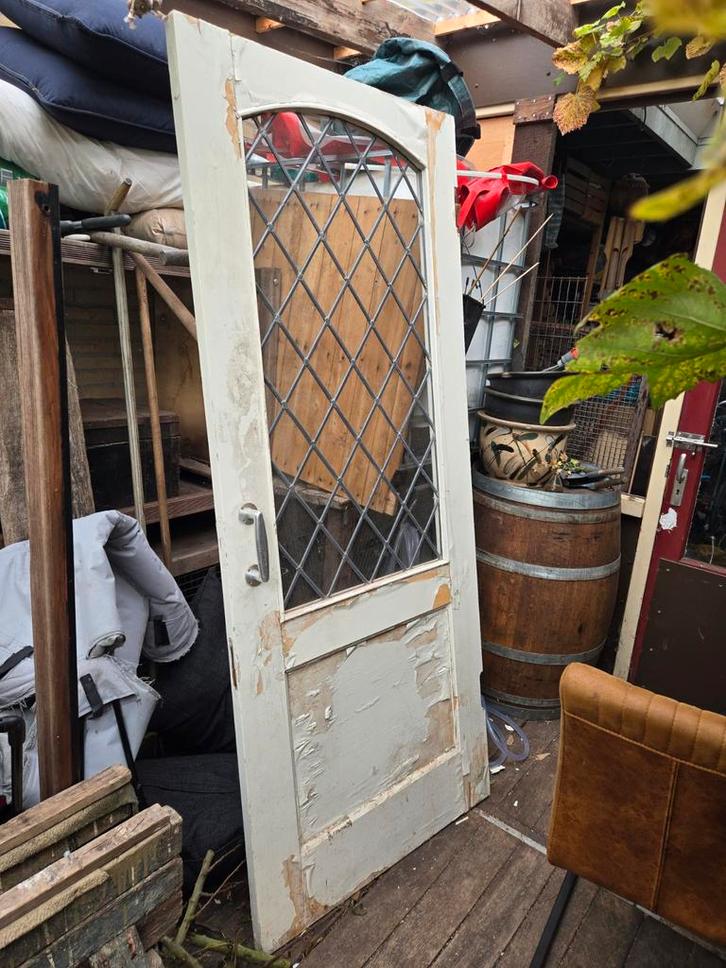 Oude Buitendeur met Glas in Lood, Doe-het-zelf en Verbouw, Deuren en Horren, Ophalen