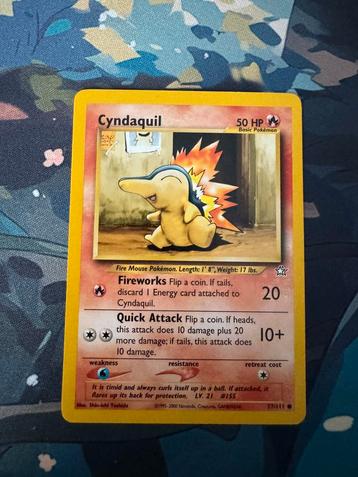 Pokémon kaart Cyndaquil #57 Neo Genesis beschikbaar voor biedingen