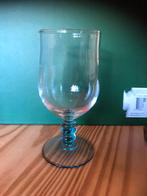 Vintage Wijnglas met blauwe geribbelde voet, Ophalen of Verzenden