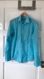 H&M heren blouse maat M aqua blauw overhemd, Blauw, Zo goed als nieuw, H&M, Halswijdte 39/40 (M)