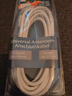 Antennen coax kabel 2,5 meter mannetje/vrouwtje wit nieuw, Nieuw, Ophalen of Verzenden, Coaxiale kabel