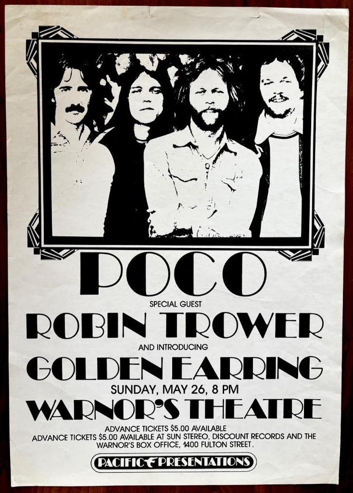 Golden Earring / Poco Poster affiche USA tour 1974, Verzamelen, Muziek, Artiesten en Beroemdheden, Zo goed als nieuw, Poster, Artwork of Schilderij