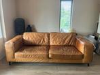 Cognac leren 2,5-zits bank, Gebruikt, Ophalen of Verzenden, Rechte bank, 200 tot 250 cm