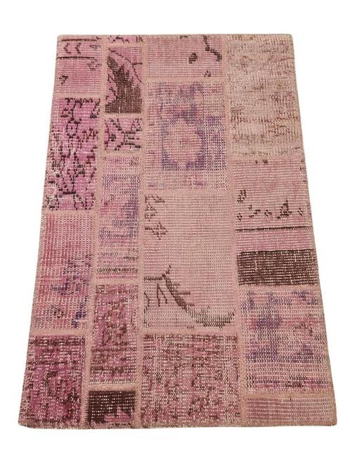 Handmade Persian wool Patchwork carpet vintage 60x90cm, Huis en Inrichting, Stoffering | Tapijten en Kleden, Gebruikt, 50 tot 100 cm