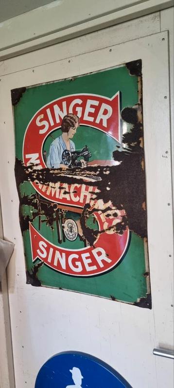 Singer Emaille Reclamebord - Jaren 30 beschikbaar voor biedingen