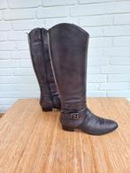 hoge Italiaanse donkergrijze leren dameslaarzen maat 40, Hoge laarzen, Ophalen of Verzenden, Zo goed als nieuw, Grijs