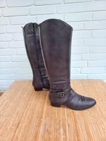 hoge Italiaanse donkergrijze leren dameslaarzen maat 40 beschikbaar voor biedingen
