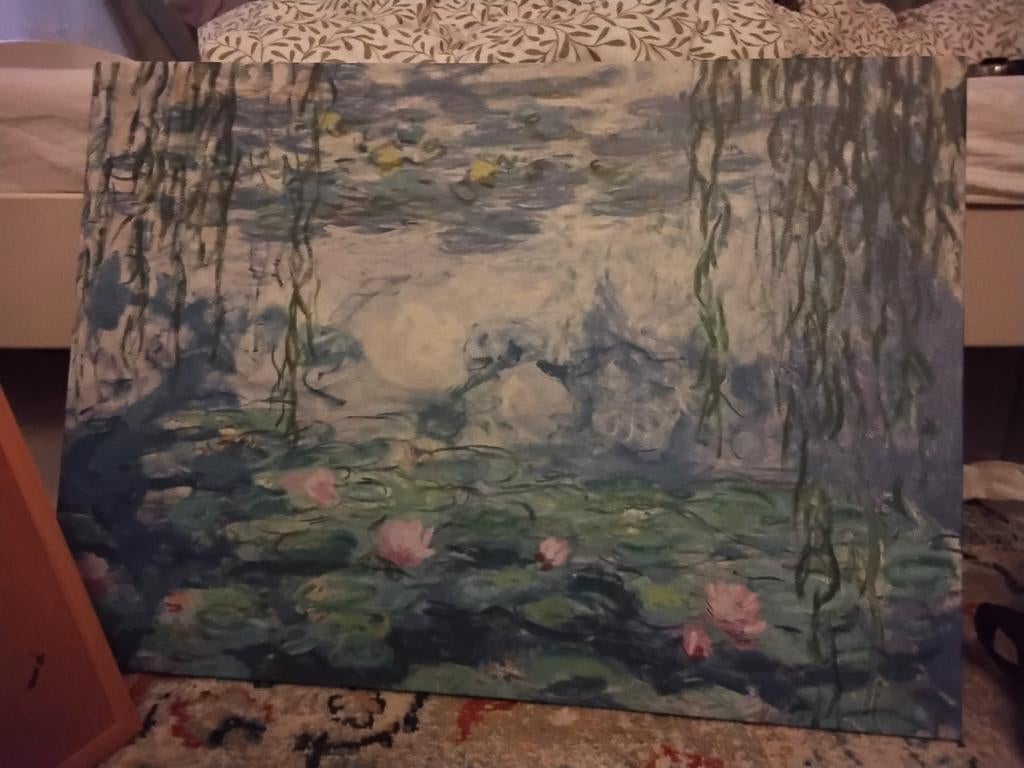 Schilderij en wereldkaart met punaise, Ophalen