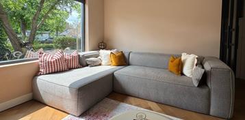 Grey Corner Sofa Incl. Cushions Left 73x305x96