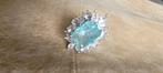 ring met steen verzilverd pr 10e mt 19/20, Ophalen of Verzenden, Zilver, Ring, Met edelsteen