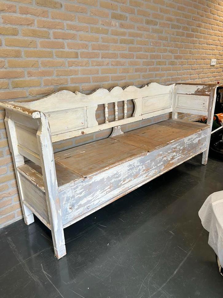 Klepbank / Opbergbank Houten Bank, Antiek en Kunst, Antiek | Meubels | Stoelen en Banken, Ophalen