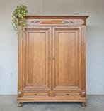 Antieke eiken XL meidenkast vintage linnenkast demontabel, Ophalen of Verzenden