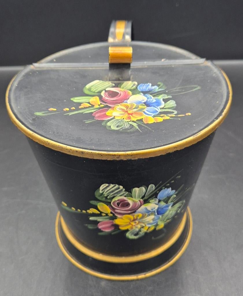 Antiek Toleware Bakje met Bloemen, Ophalen of Verzenden