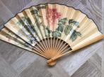 Vintage japanse bamboe waaier gesigneerd,brocante waaier, Ophalen
