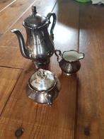 Antiek verzilverd aardewerk koffie servies 3-delig, Antiek en Kunst, Ophalen of Verzenden