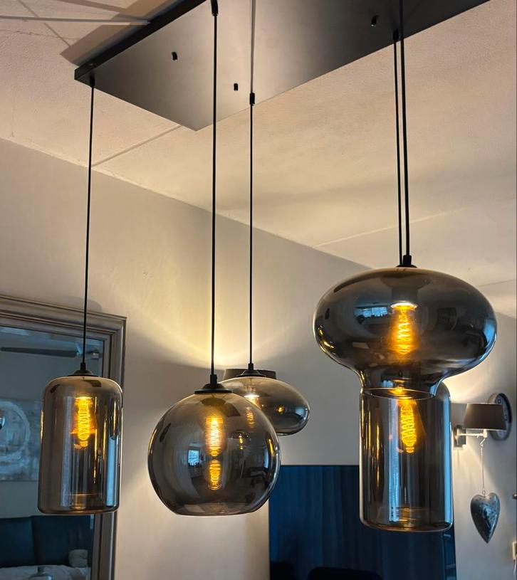 Moderne Eetkamertafel Lamp, Huis en Inrichting, Lampen | Hanglampen, Zo goed als nieuw, 75 cm of meer, Glas, Ophalen of Verzenden