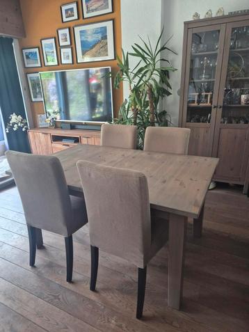 Eettafel Ikea Stornas met 4 stoelen Henriksdal grijsbruin beschikbaar voor biedingen