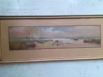 Mooie pastel tekening landschap, gesigneerd, Antiek en Kunst, Ophalen