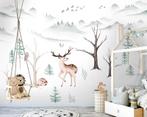 Fotobehang / Behang - Kinderkamer - Bosdieren Avontuur, Verzenden, Kinderkamer Dieren, Wit, Minder dan 10 m²