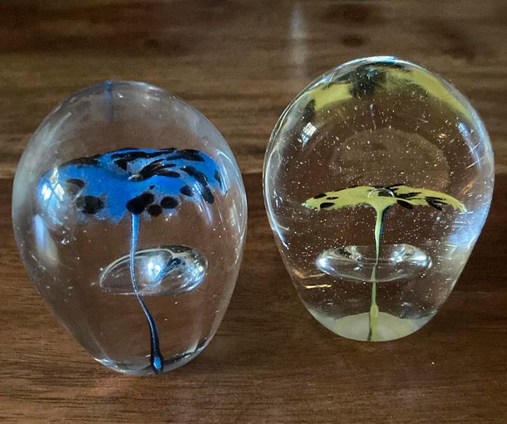 Glazen Presse-Papiers met Bloemmotief, Antiek en Kunst, Antiek | Glas en Kristal, Ophalen of Verzenden