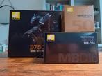 Nikon D750 body met Nikon 50mm f/1.4 lens, Nikon batterygrip, Audio, Tv en Foto, Fotocamera's Digitaal, Gebruikt, Spiegelreflex