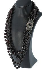 Granaat antieke 4-strengs ketting fraai zilveren slot dames, Sieraden, Tassen en Uiterlijk, Antieke sieraden, Ophalen of Verzenden