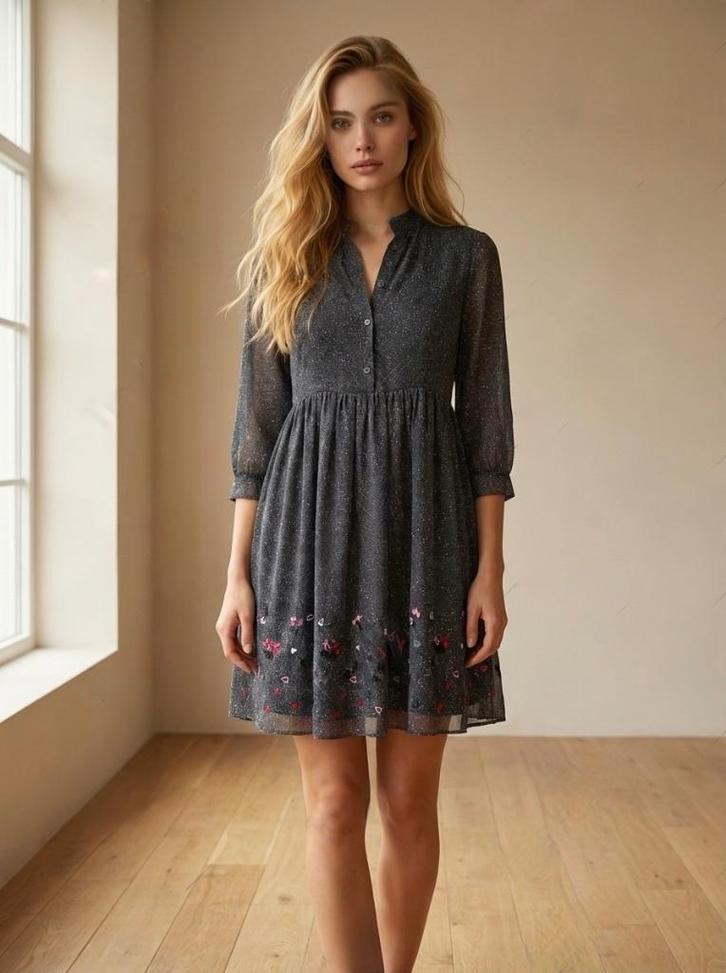 ZADIG & VOLTAIRE Ripi chiffon mini dress jurk ~ maat S 36 38, Kleding | Dames, Jurken, Nieuw, Maat 36 (S), Grijs, Boven de knie