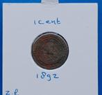 1 cent 1892 - Wilhelmina, Postzegels en Munten, Munten | Nederland, Koningin Wilhelmina, 1 cent, Losse munt, Verzenden