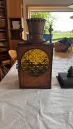 Koperen Olielamp voor Buiten - Groen Glas, Antiek en Kunst, Antiek | Lampen, Ophalen of Verzenden