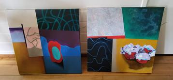 Kleurrijke moderne schilderijen 70 x 70 beschikbaar voor biedingen