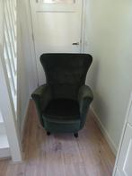 Groene velours stof fauteuil, vintage retro, Ophalen, Zo goed als nieuw, Stof