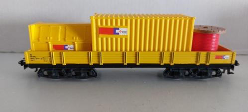 Strukton Lage Bakwagon met containers en een Haspel (06), Hobby en Vrije tijd, Modeltreinen | H0, Nieuw, Wagon, Wisselstroom, Märklin