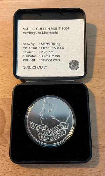 50 Gulden munt 1994 - Verdrag van Maastricht beschikbaar voor biedingen