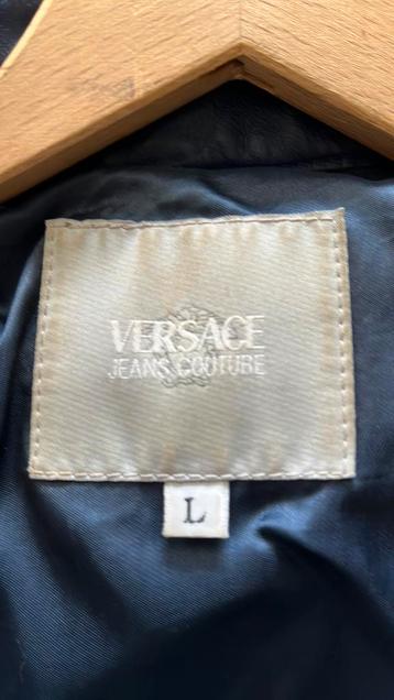 Leren Versace jack donker blauw maat 42/L beschikbaar voor biedingen