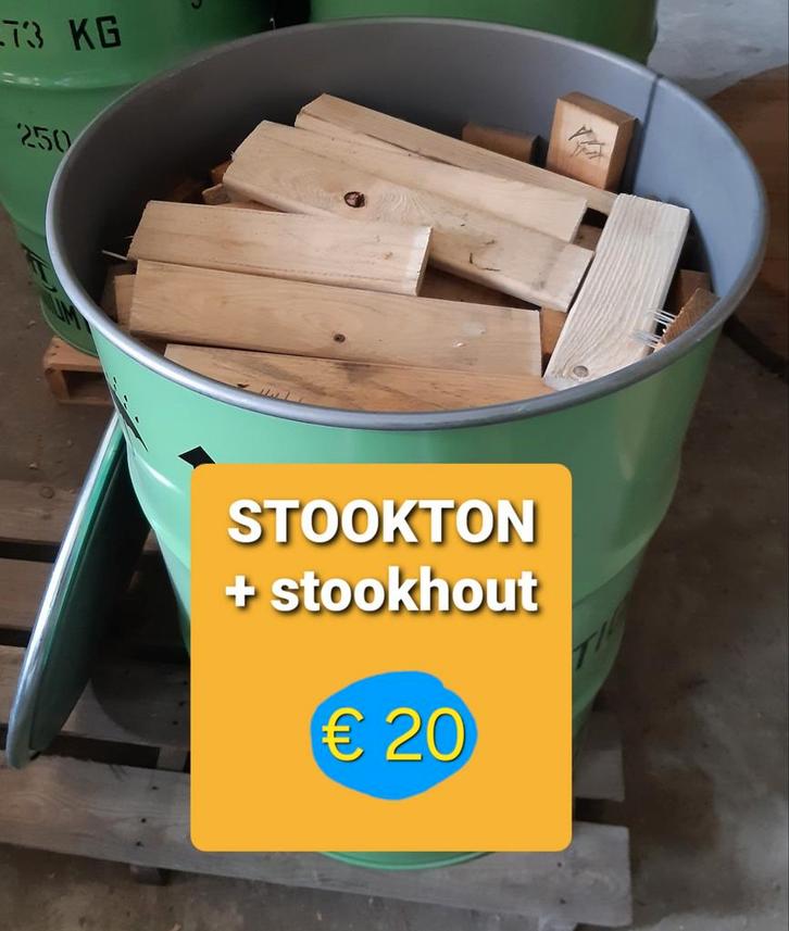 Stookton met stookhout - 200 liter, Tuin en Terras, Haardhout, Blokken, Overige houtsoorten, Minder dan 3 m³, Ophalen
