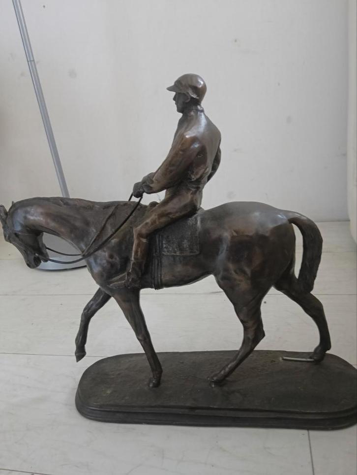 Bronzen Beeld Paard met Ruiter, Antiek en Kunst, Kunst | Beelden en Houtsnijwerken, Ophalen of Verzenden