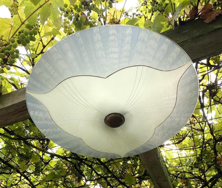 Leuke Fifties Plafonniére - vintage retro mid century design, Huis en Inrichting, Lampen | Plafondlampen, Zo goed als nieuw, Glas