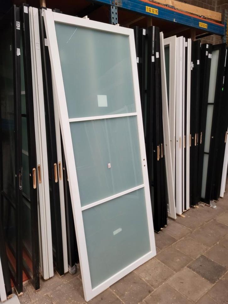 88x231,5cm binnendeur stomp Staal look wit mat glas SK4, Doe-het-zelf en Verbouw, Deuren en Horren, Nieuw, Binnendeur, 215 cm of meer