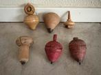 houten tollen trektol vintage tol H 7-9 cm 6 stuks, Ophalen of Verzenden